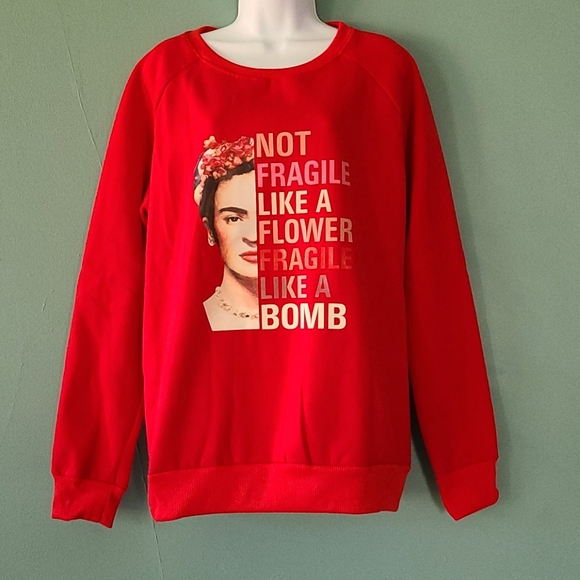 Tops - Frida Kahlo Soft Red Sweatshirt Plus Size XXL